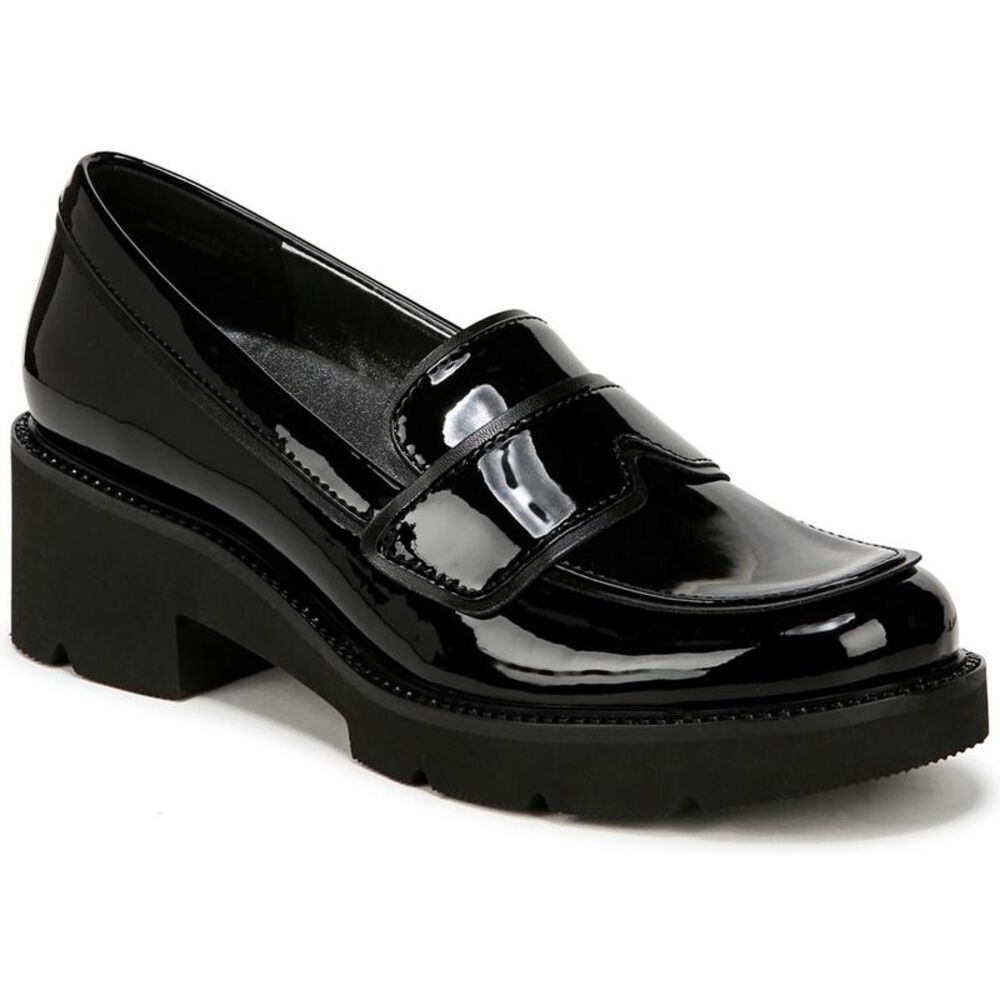 Naturalizer Black Patent Chunky Heel Loafer